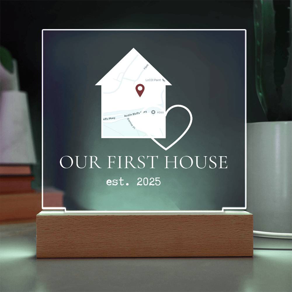 Personalized Our First House Map Plaque – Custom Acrylic Home Sign with Location & Date, New Home Gift, Housewarming Keepsake
