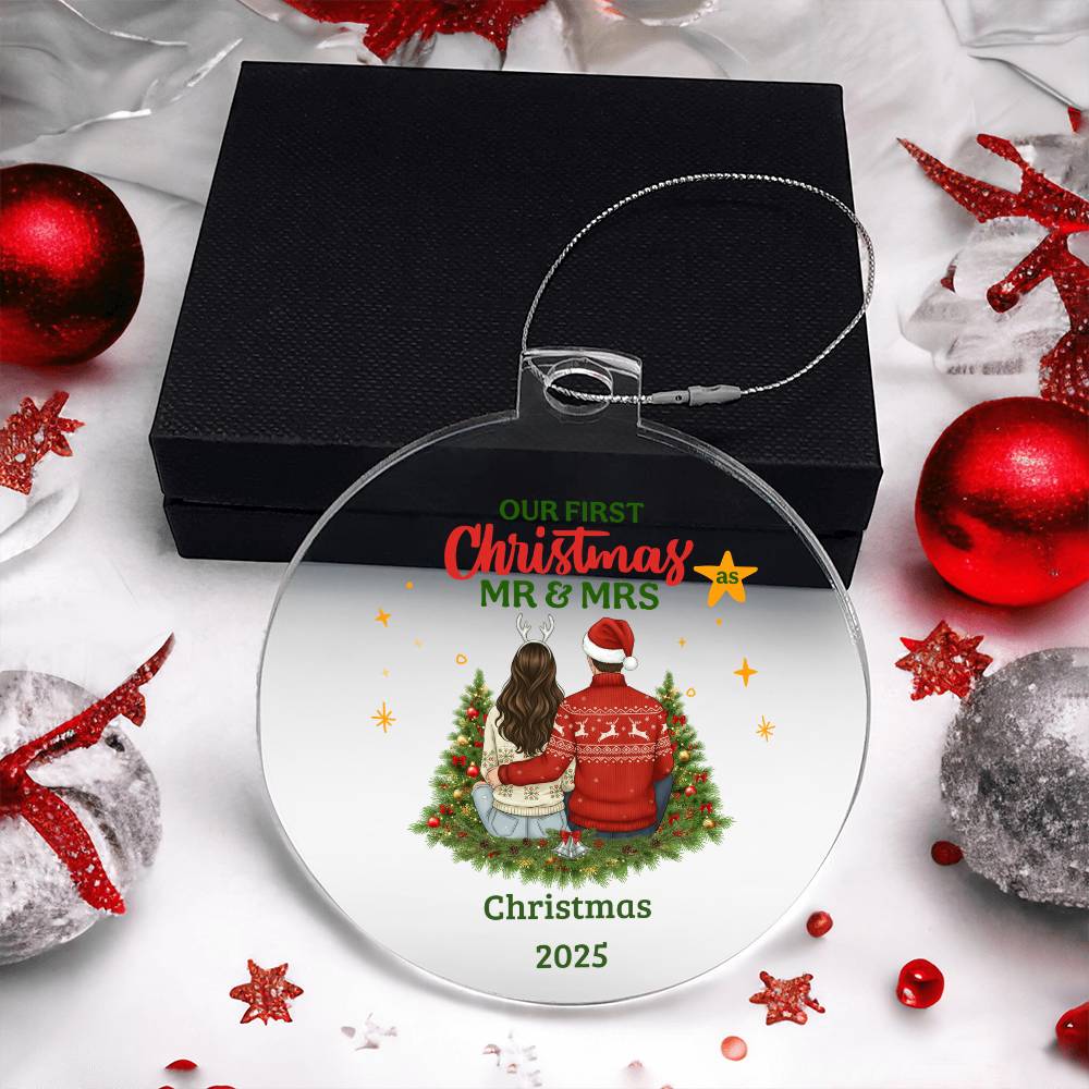 Our First Christmas as Mr and Mrs Ornament 2025 – Personalized Couple Ornament, Newlywed Gift, Mr & Mrs Christmas Keepsake, Wedding Gift