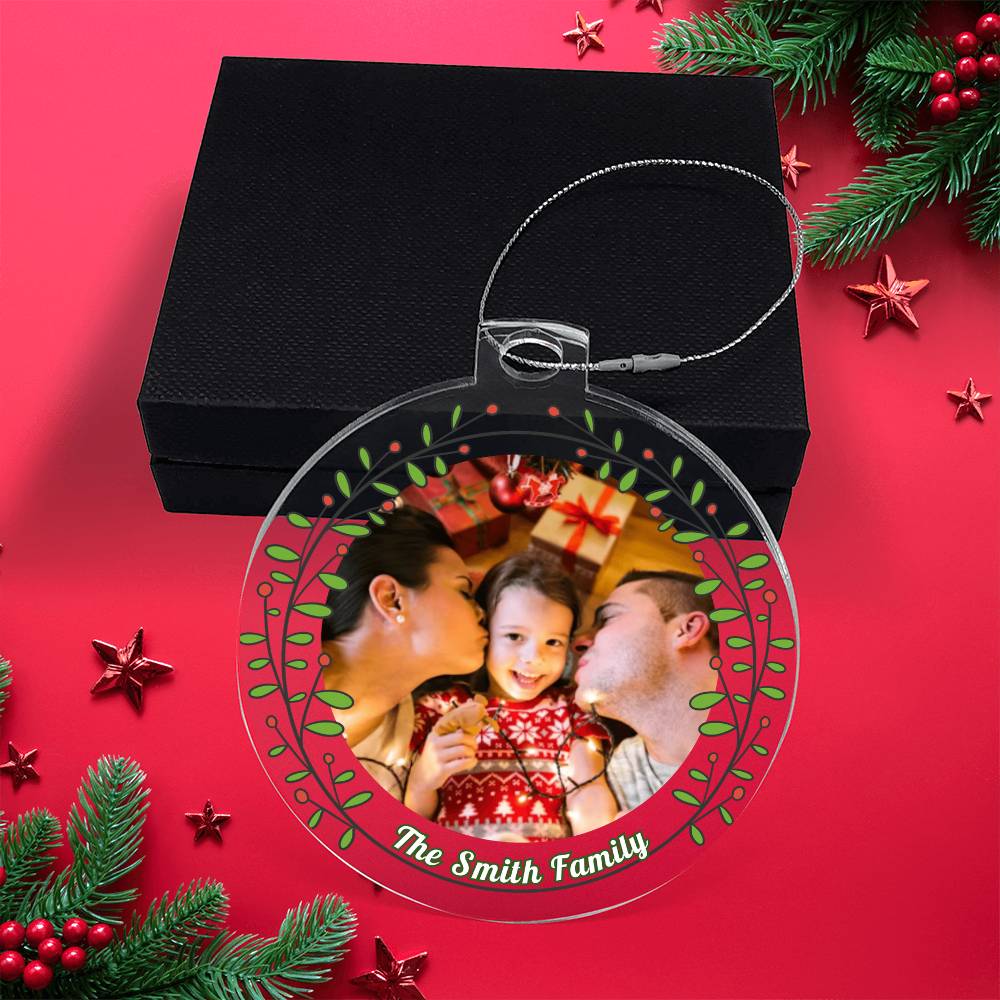 Personalized Christmas Ornament with Photo – Custom Family Ornament Keepsake, Holiday Gift, Christmas Tree Decoration, First Christmas Gift