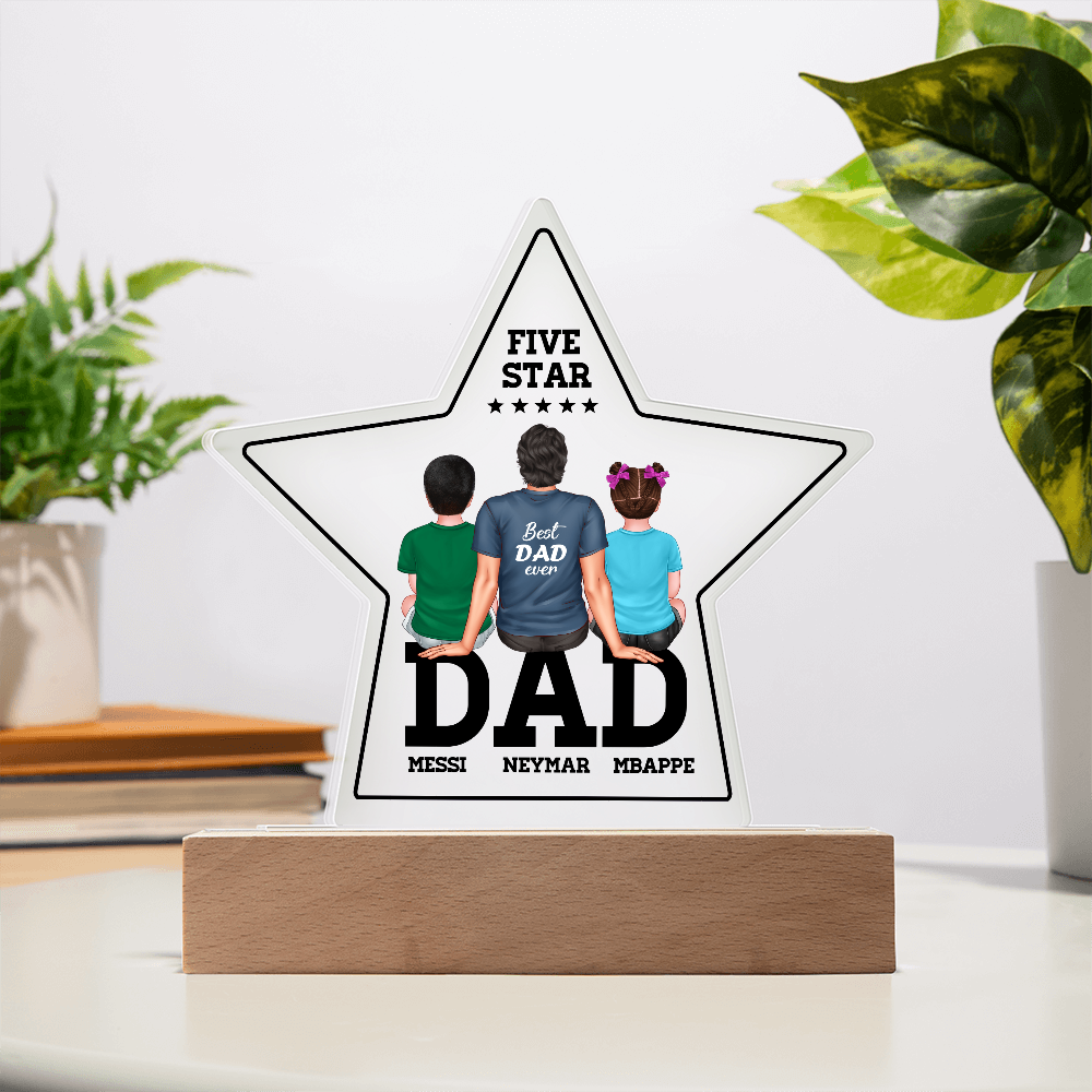 Personalized Star LED Light for Dad – Best Dad Ever Gift with Kids' Names – Custom Father's Day Present – Unique Night Light