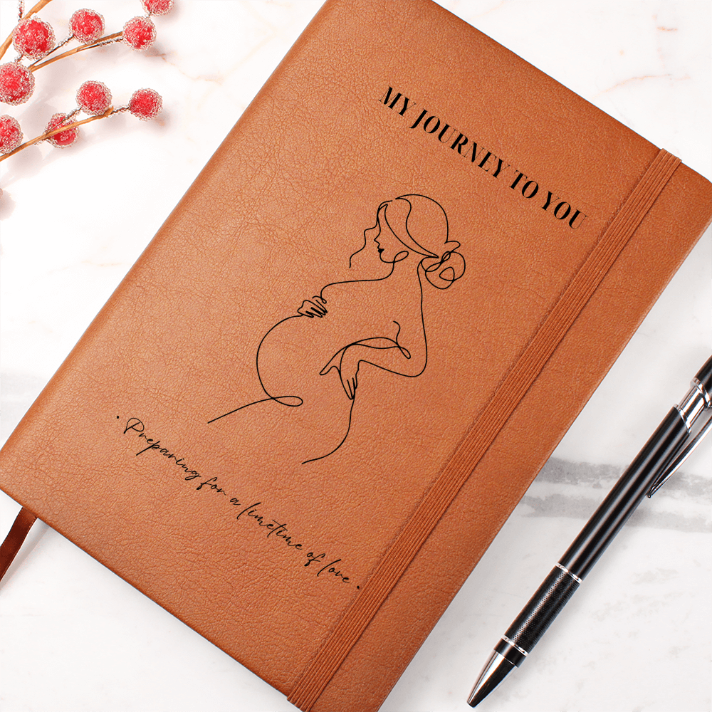 Pregnancy Journal Gift for Mom | My Journey to You | Handwritten Style Pregnancy Keepsake | Vegan Leather Journal | Baby Shower Gift