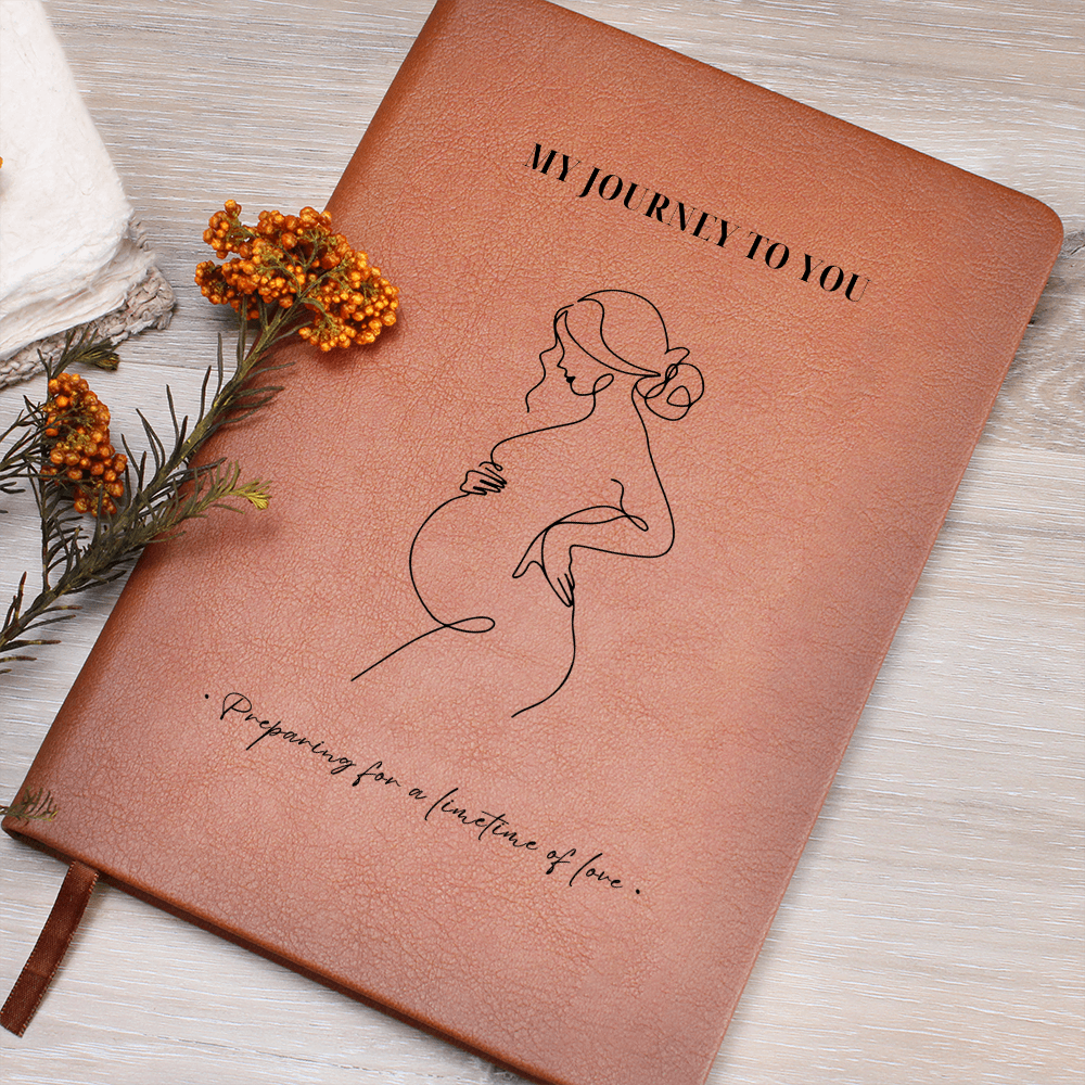 Pregnancy Journal Gift for Mom | My Journey to You | Handwritten Style Pregnancy Keepsake | Vegan Leather Journal | Baby Shower Gift