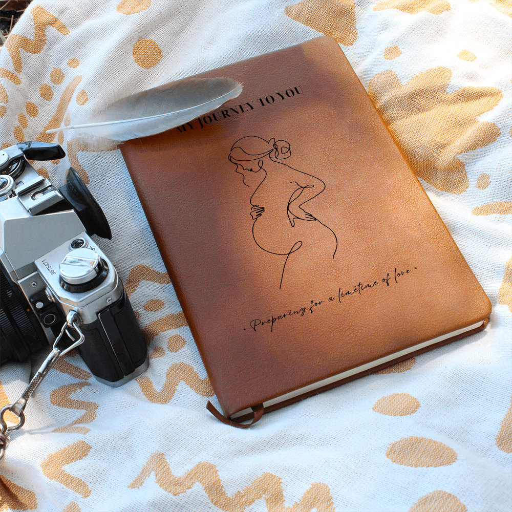 Pregnancy Journal Gift for Mom | My Journey to You | Handwritten Style Pregnancy Keepsake | Vegan Leather Journal | Baby Shower Gift