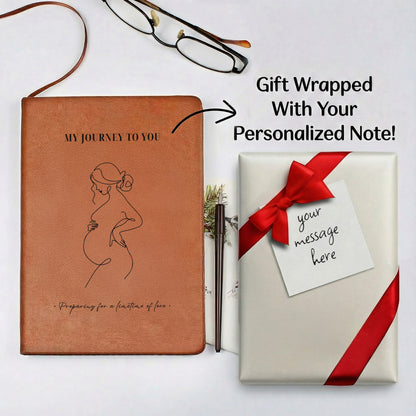 Pregnancy Journal Gift for Mom | My Journey to You | Handwritten Style Pregnancy Keepsake | Vegan Leather Journal | Baby Shower Gift