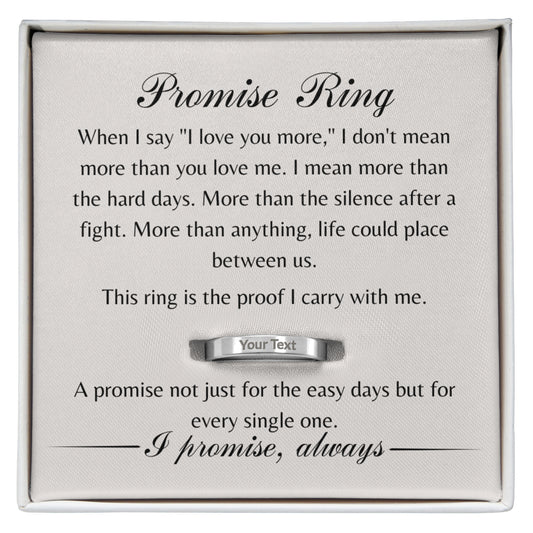 Engraved Women's Ring | Personalized Couples Ring | I Love You More Than the Hard Days