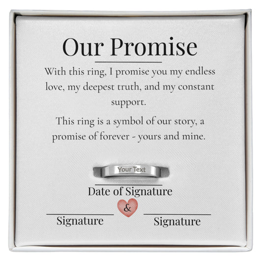 Engraved Women's Ring | Custom Date & Signature Couples | Symbol of Forever | Romantic Anniversary Gift
