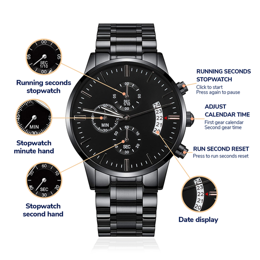 Engraved Watch for Dad – “A Son's First Hero, A Daughter's First Love” – Father's Day Gift from Kids, Birthday Gift for Dad