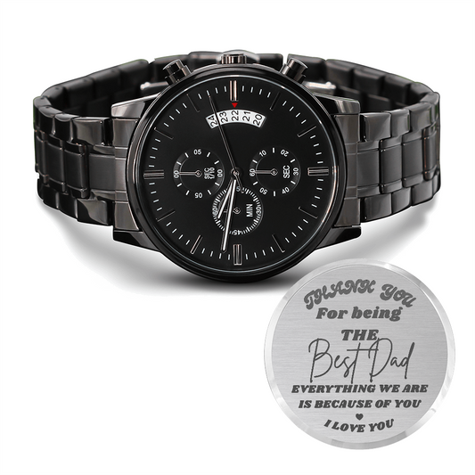 Engraved Watch for Dad – “Thank You for Being the Best Dad” – Custom Father's Day Gift from Kids, Birthday Keepsake, Appreciation Gift