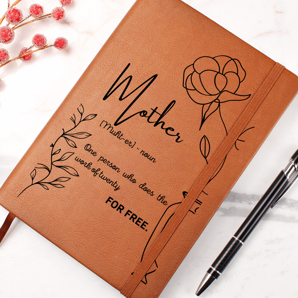 Personalized Vegan Leather Journal for Mom – Mother Definition Notebook Gift – Custom Printed A5 Notebook – Mother's Day Gift – 200 Lined Pages