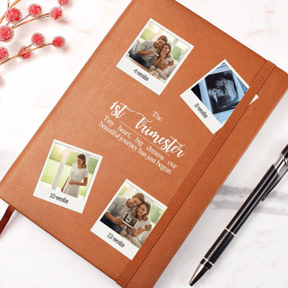 Personalized 1st Trimester Pregnancy Journal | Custom Photo Vegan Leather Keepsake