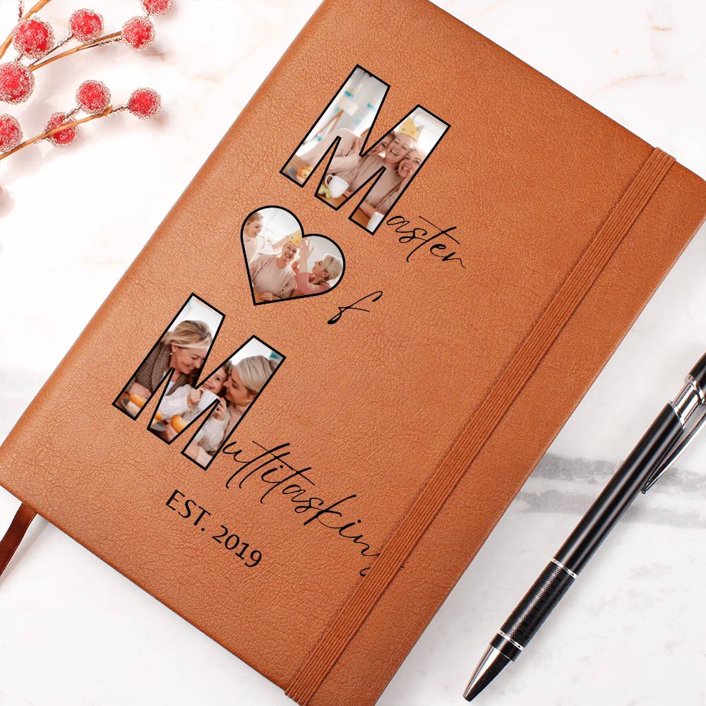 Custom Photo Journal for Mom – Master of Multitasking Gift | Personalized Leather Notebook, Mother's Day Gift, Est. Year Memory Book