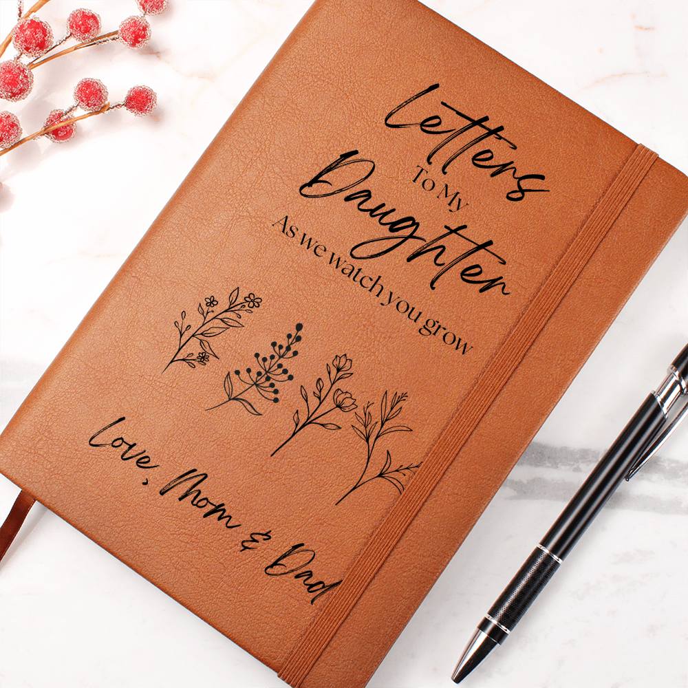 Letters to My Daughter Journal – Personalized Leather Notebook for Parents | Memory Keepsake Book | Gift from Mom & Dad