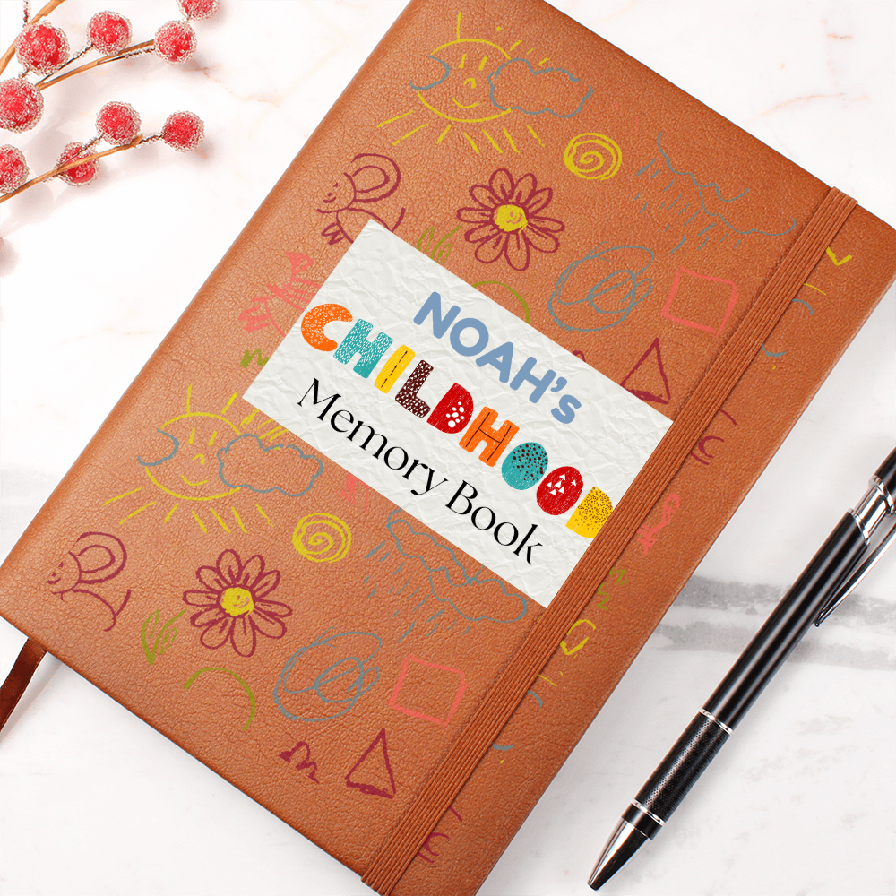 Personalized Childhood Memory Book | Custom Kids Leather Journal