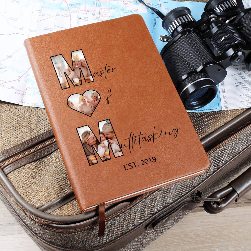 Custom Photo Journal for Mom – Master of Multitasking Gift | Personalized Leather Notebook, Mother's Day Gift, Est. Year Memory Book