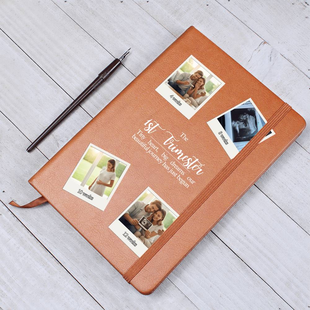 Personalized 1st Trimester Pregnancy Journal | Custom Photo Vegan Leather Keepsake