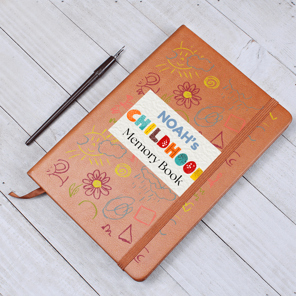 Personalized Childhood Memory Book | Custom Kids Leather Journal