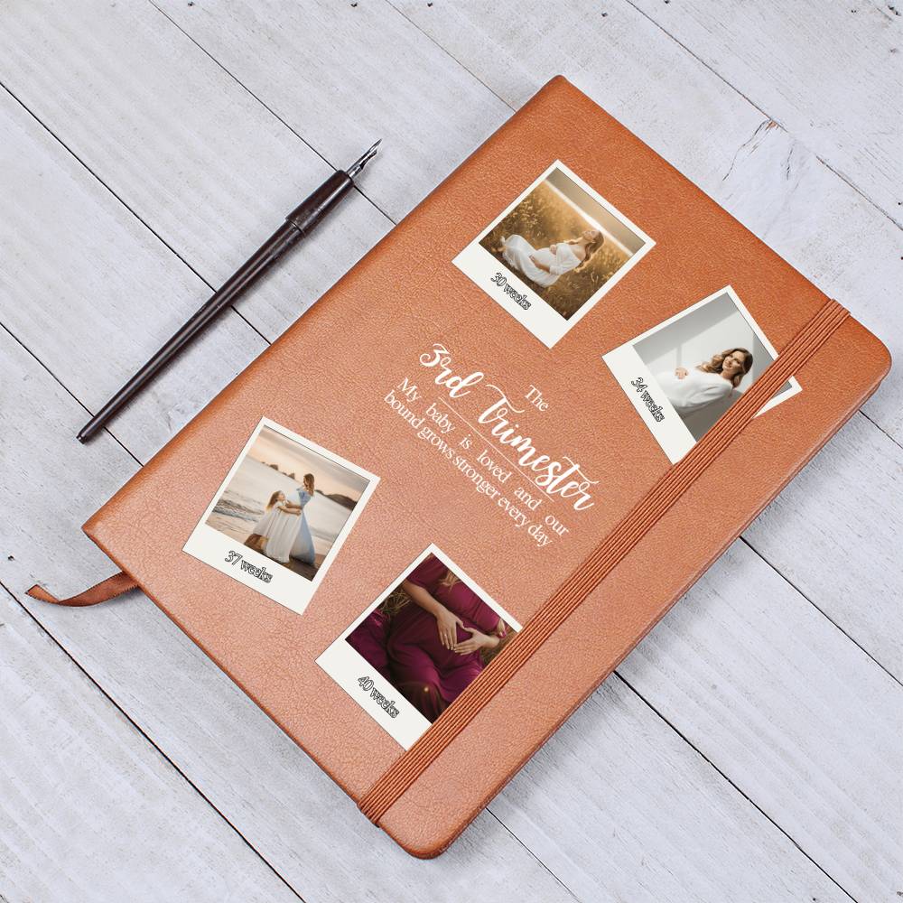 Personalized 3rd Trimester Pregnancy Journal | Custom Photo Vegan Leather Memory Book