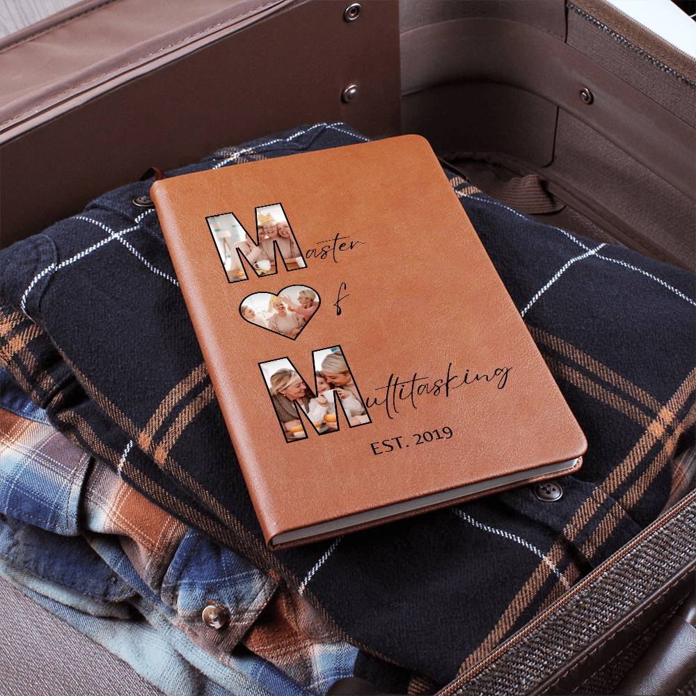 Custom Photo Journal for Mom – Master of Multitasking Gift | Personalized Leather Notebook, Mother's Day Gift, Est. Year Memory Book