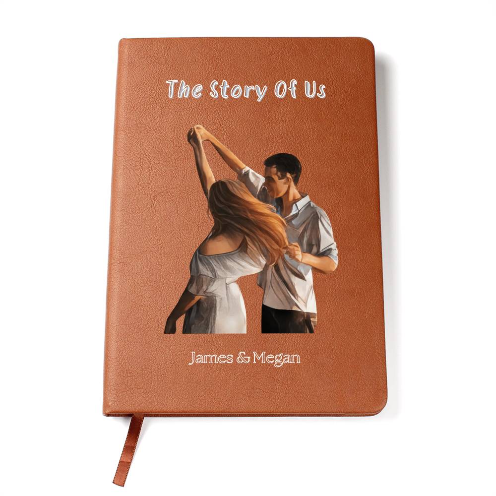 Personalized Couples Journal - Custom Leather Notebook with Photo & Names - The Story of Us Memory Book - Anniversary Gift for Him & Her