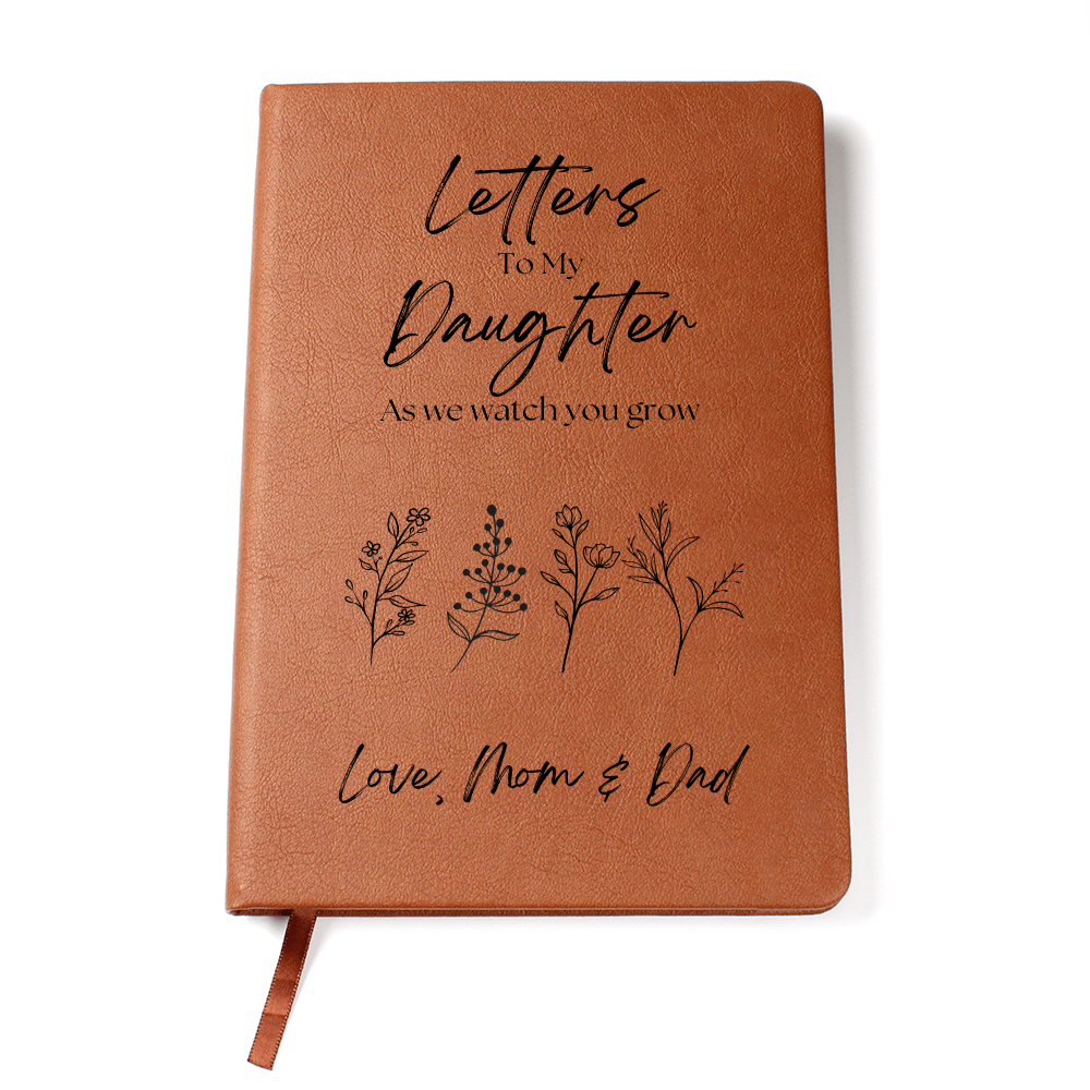 Letters to My Daughter Journal – Personalized Leather Notebook for Parents | Memory Keepsake Book | Gift from Mom & Dad