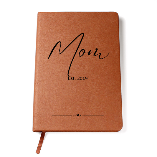 Personalized Mom Journal – Custom Leather Notebook with “Mom Est.” Year – Thoughtful Gift for New Moms, Mother’s Day or Baby Shower