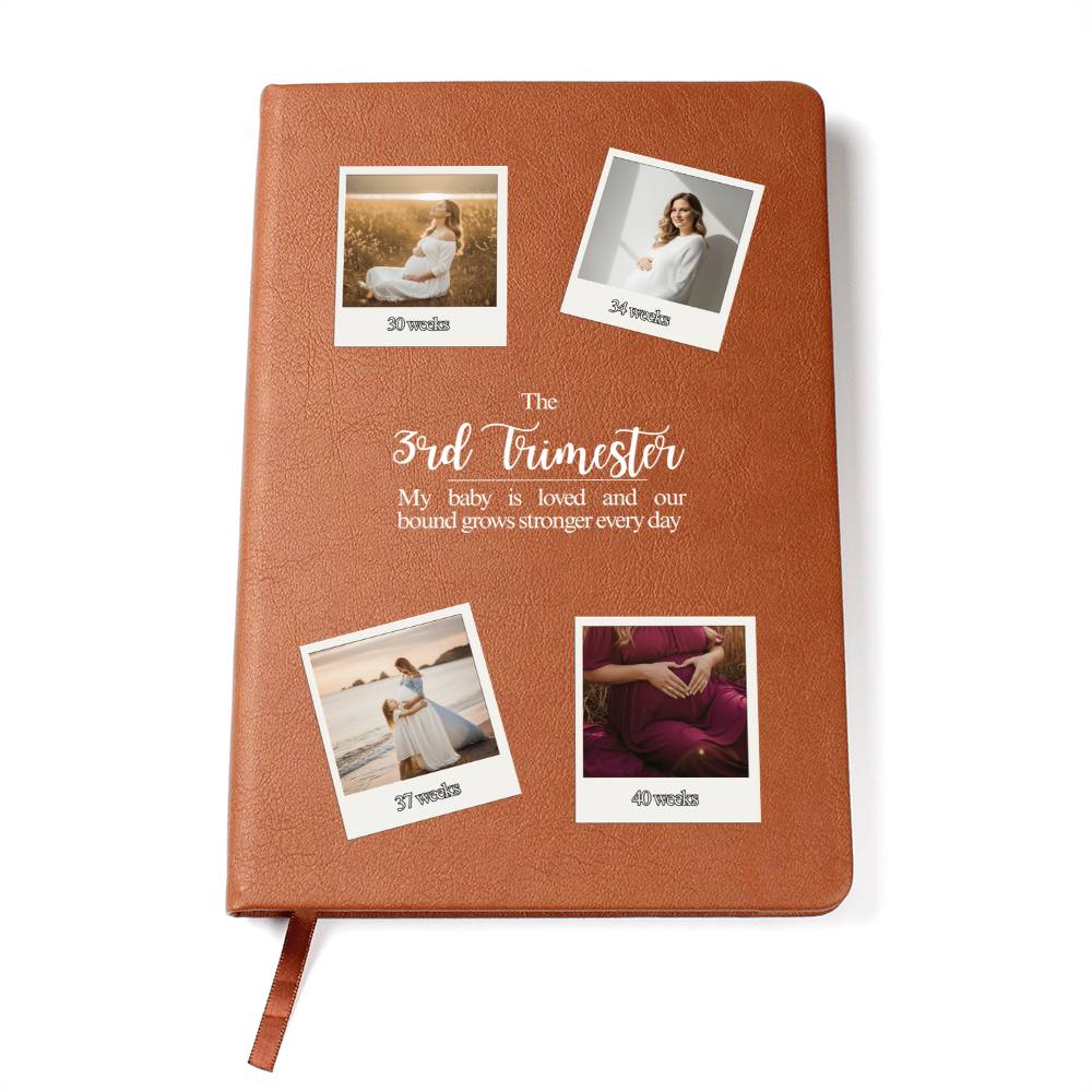 Personalized 3rd Trimester Pregnancy Journal | Custom Photo Vegan Leather Memory Book