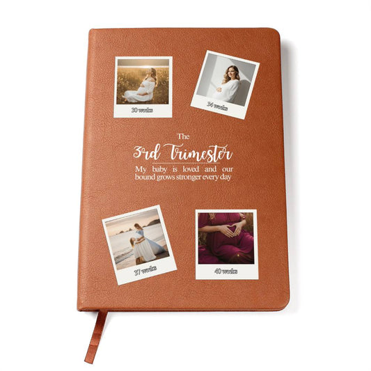 Personalized 3rd Trimester Pregnancy Journal | Custom Photo Vegan Leather Memory Book