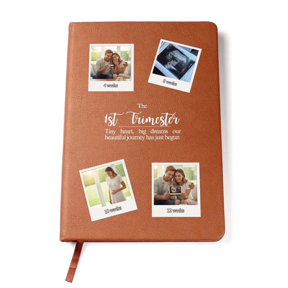 Personalized 1st Trimester Pregnancy Journal | Custom Photo Vegan Leather Keepsake