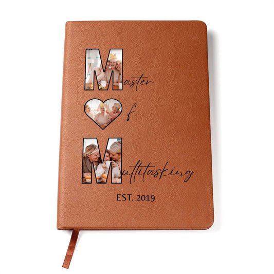 Custom Photo Journal for Mom – Master of Multitasking Gift | Personalized Leather Notebook, Mother's Day Gift, Est. Year Memory Book