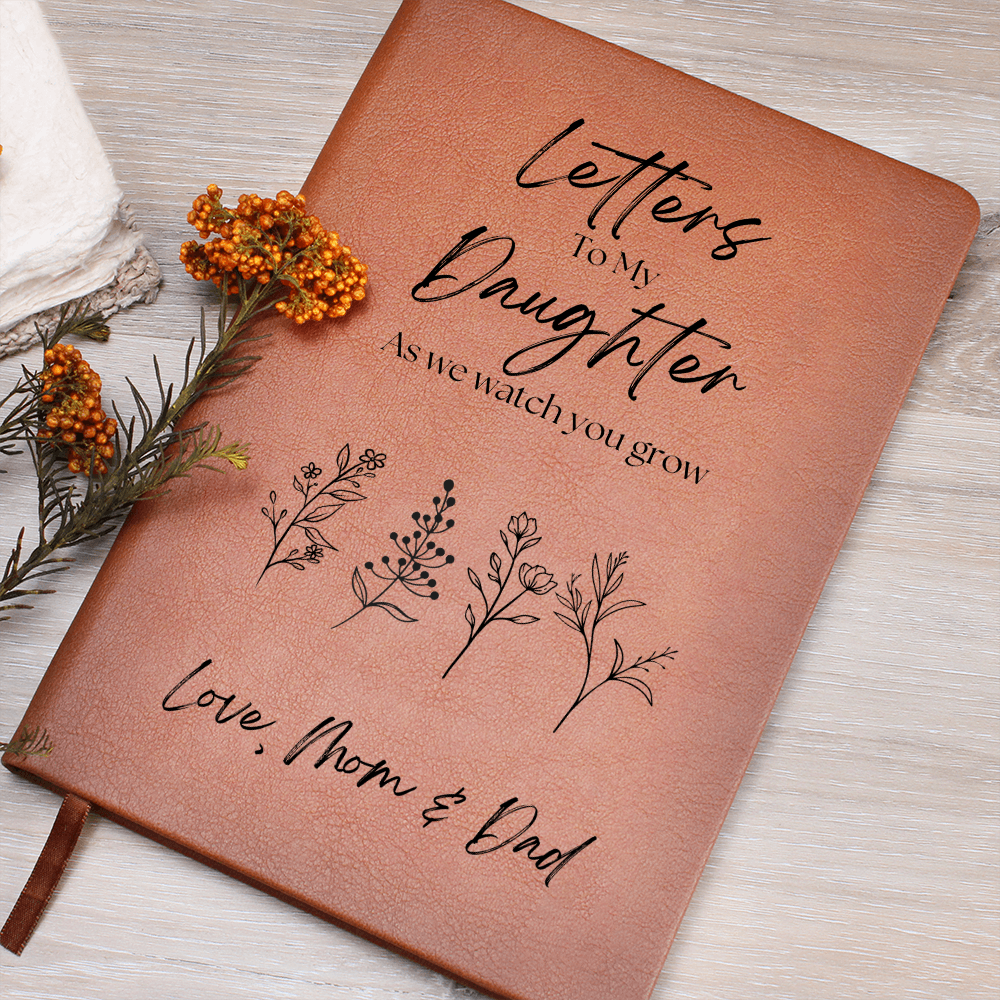 Letters to My Daughter Journal – Personalized Leather Notebook for Parents | Memory Keepsake Book | Gift from Mom & Dad