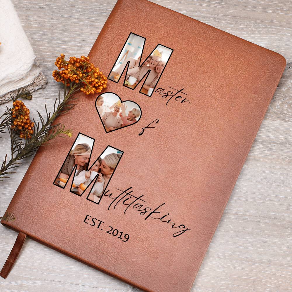 Custom Photo Journal for Mom – Master of Multitasking Gift | Personalized Leather Notebook, Mother's Day Gift, Est. Year Memory Book