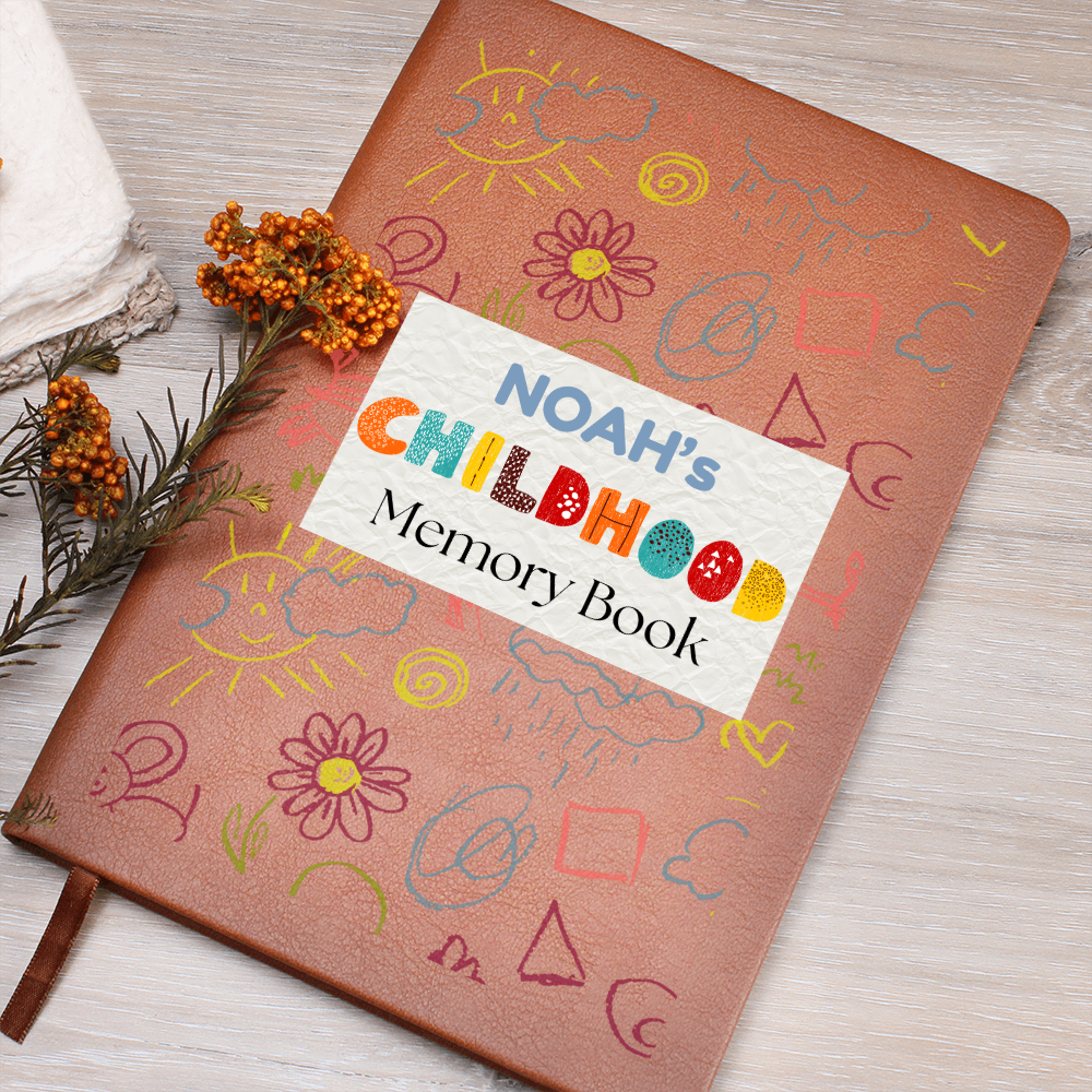Personalized Childhood Memory Book | Custom Kids Leather Journal