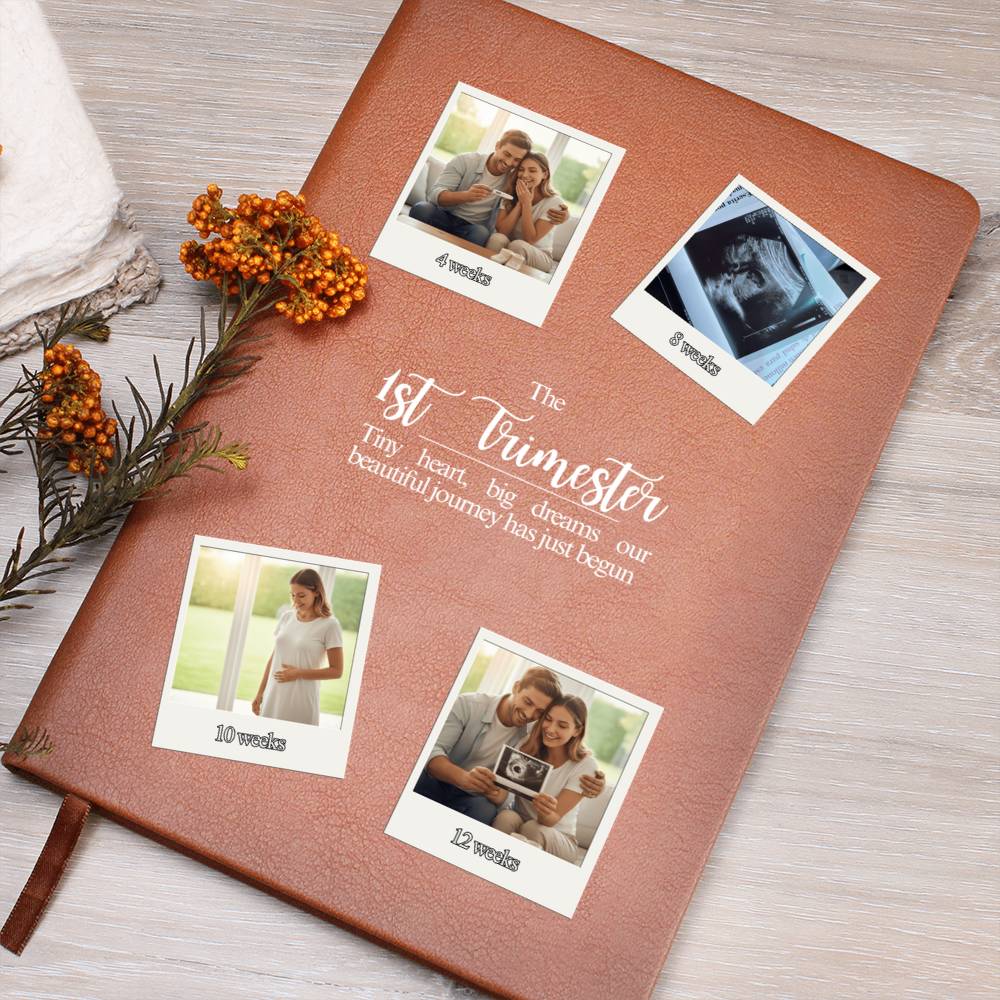 Personalized 1st Trimester Pregnancy Journal | Custom Photo Vegan Leather Keepsake