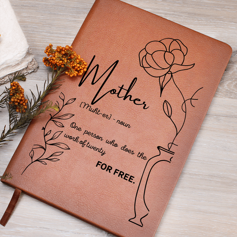 Personalized Vegan Leather Journal for Mom – Mother Definition Notebook Gift – Custom Printed A5 Notebook – Mother's Day Gift – 200 Lined Pages