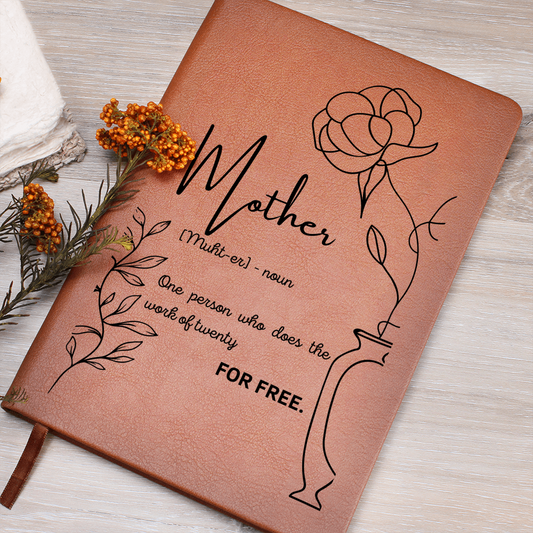 Personalized Vegan Leather Journal for Mom – Mother Definition Notebook Gift – Custom Printed A5 Notebook – Mother's Day Gift – 200 Lined Pages