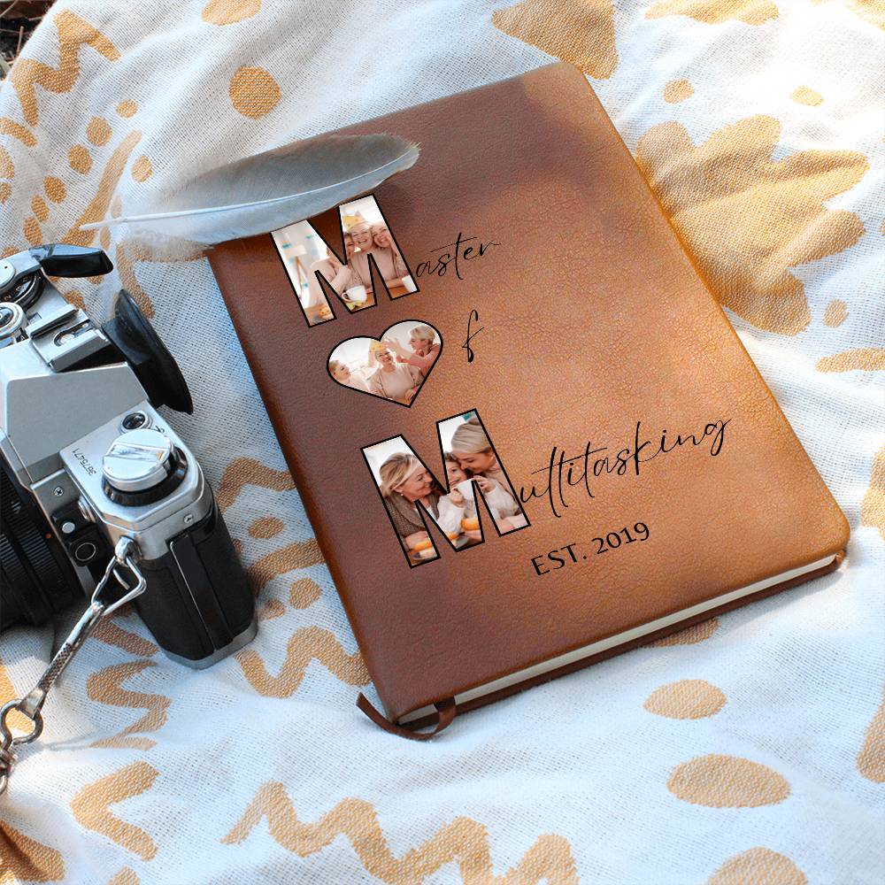Custom Photo Journal for Mom – Master of Multitasking Gift | Personalized Leather Notebook, Mother's Day Gift, Est. Year Memory Book
