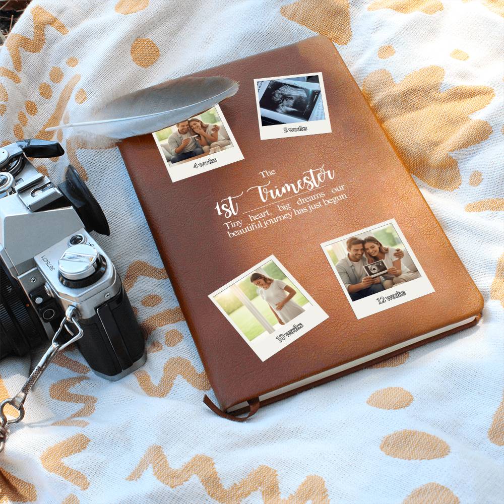 Personalized 1st Trimester Pregnancy Journal | Custom Photo Vegan Leather Keepsake