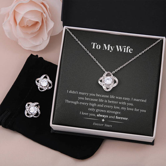 Love Knot Necklace & Earring Set – To My Wife | Forever Yours
