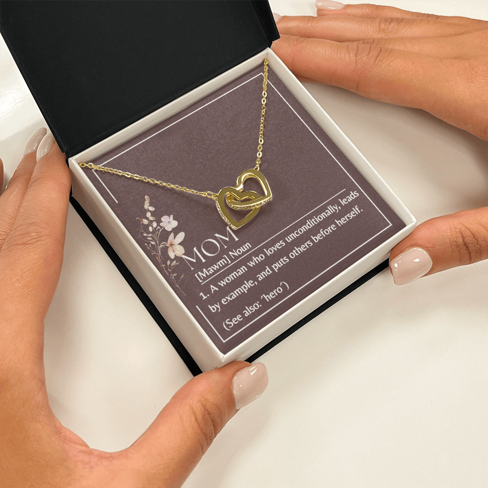 Interlocking Hearts Necklace | Mom Definition Noun See Also Hero | Gift from Daughter Son