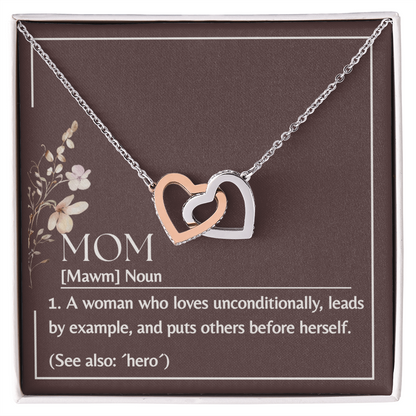 Interlocking Hearts Necklace | Mom Definition Noun See Also Hero | Gift from Daughter Son