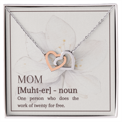 Interlocking Hearts Necklace | Mom Does the Work of Twenty | Mother's Day Jewelry | Gift from Daughter Son