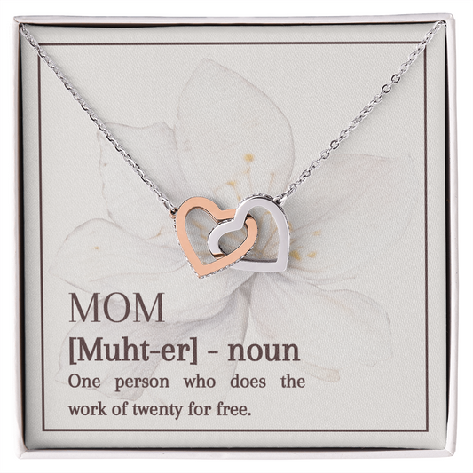 Interlocking Hearts Necklace | Mom Does the Work of Twenty | Mother's Day Jewelry | Gift from Daughter Son