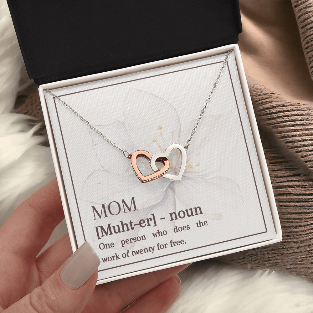 Interlocking Hearts Necklace | Mom Does the Work of Twenty | Mother's Day Jewelry | Gift from Daughter Son