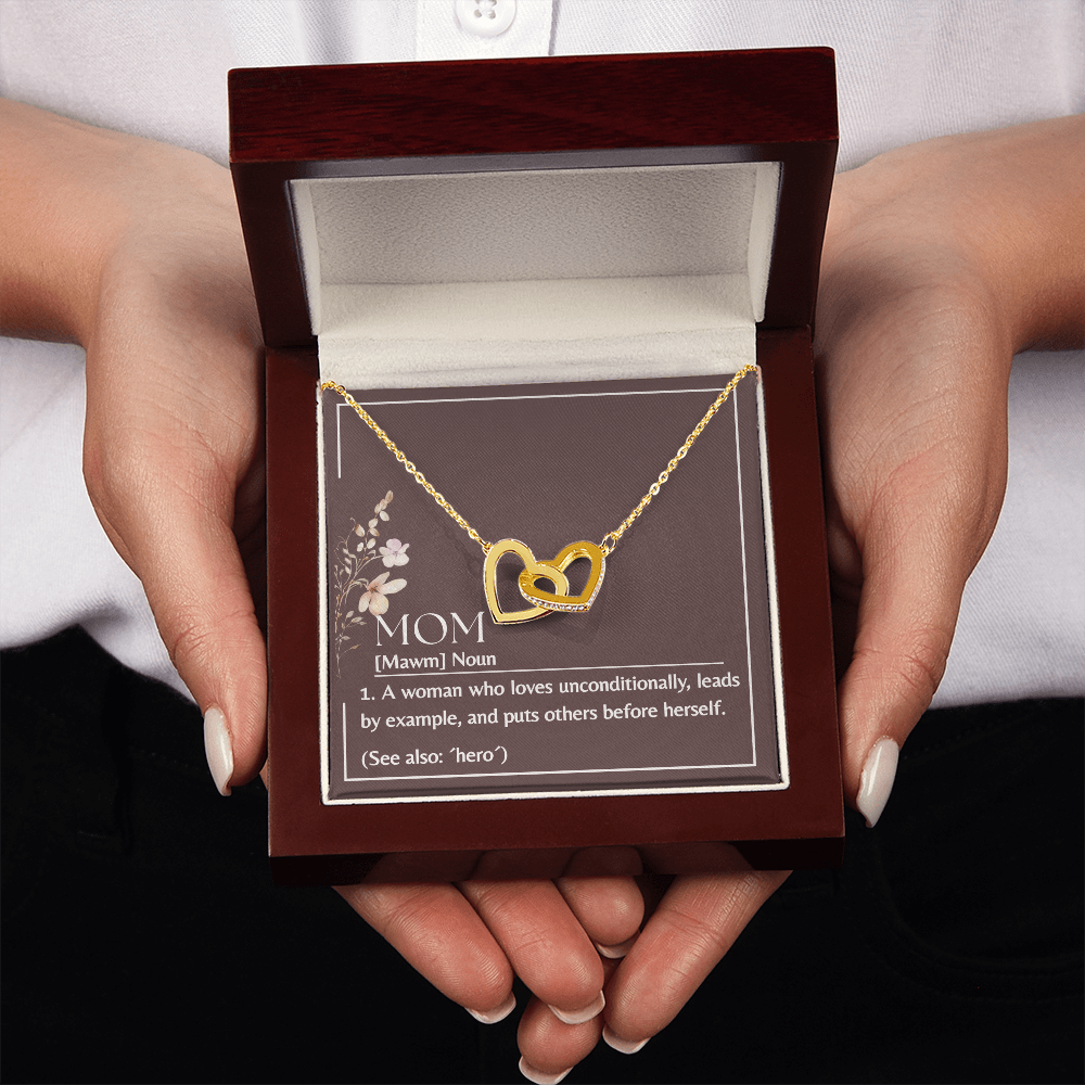 Interlocking Hearts Necklace | Mom Definition Noun See Also Hero | Gift from Daughter Son