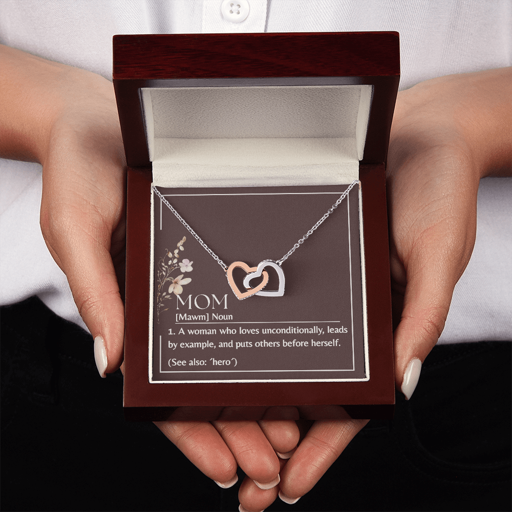 Interlocking Hearts Necklace | Mom Definition Noun See Also Hero | Gift from Daughter Son