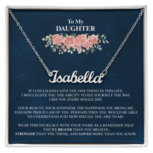 To My Daughter Name Necklace Gift – Personalized Jewelry with Custom Name – Heartfelt Birthday, Graduation or Christmas Gift for Daughter