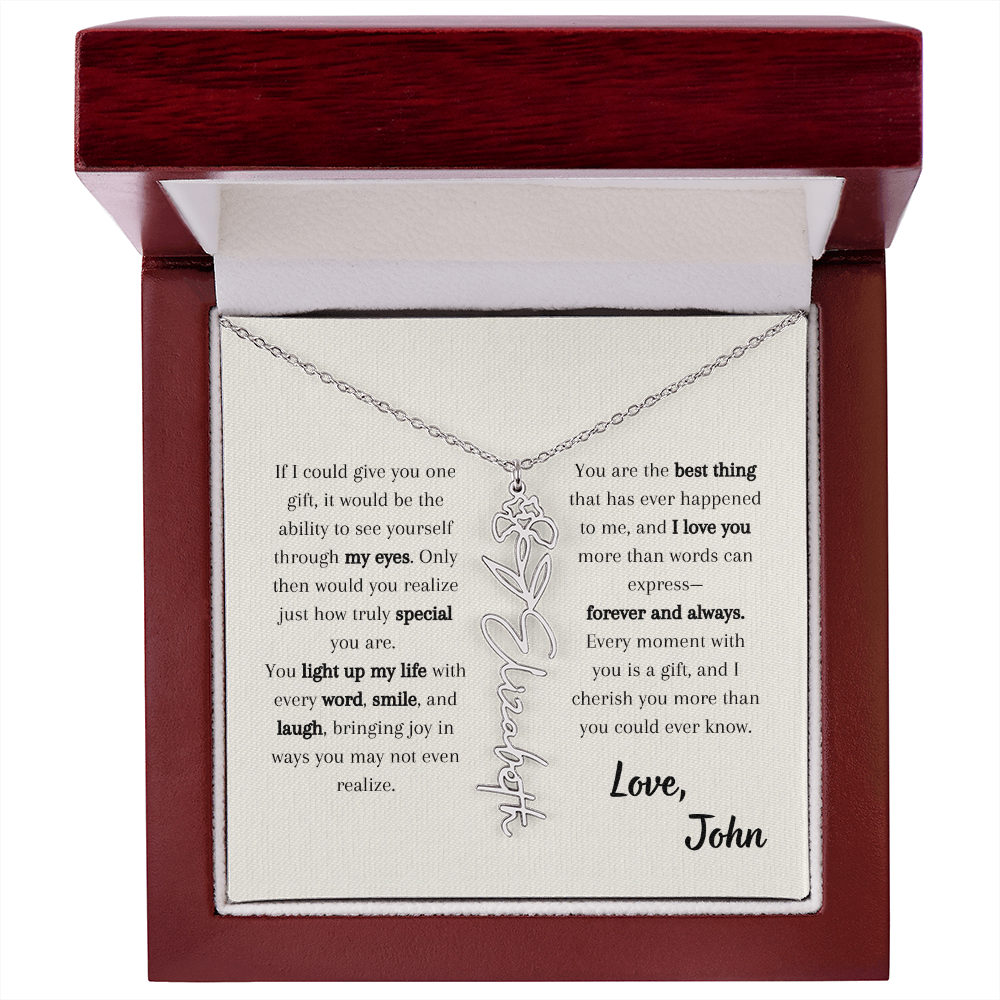 Personalized Birth Flower Name Necklace - Custom Floral Name Jewelry - Birthday Gift for Her, Birth Month Flower Pendant