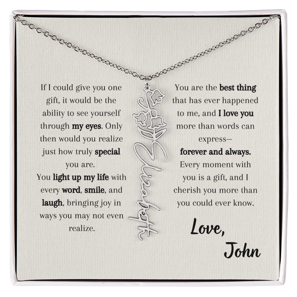 Personalized Birth Flower Name Necklace - Custom Floral Name Jewelry - Birthday Gift for Her, Birth Month Flower Pendant