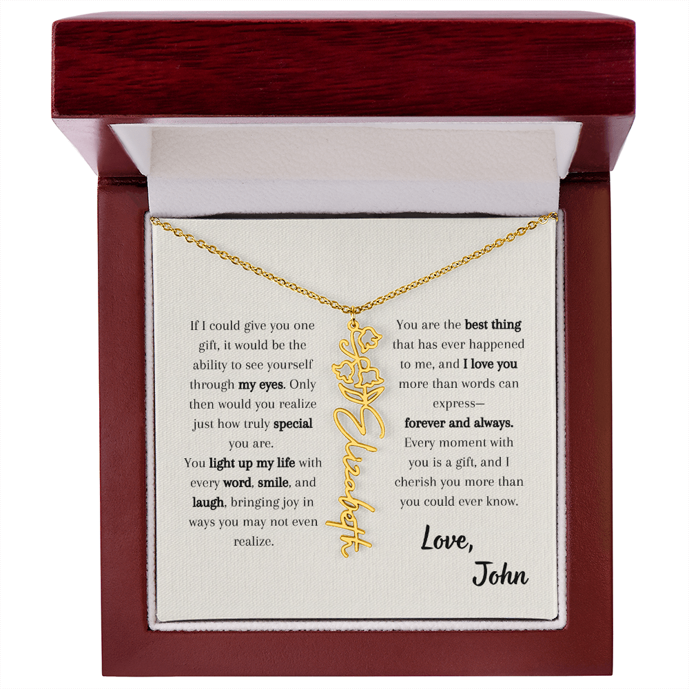 Personalized Birth Flower Name Necklace - Custom Floral Name Jewelry - Birthday Gift for Her, Birth Month Flower Pendant