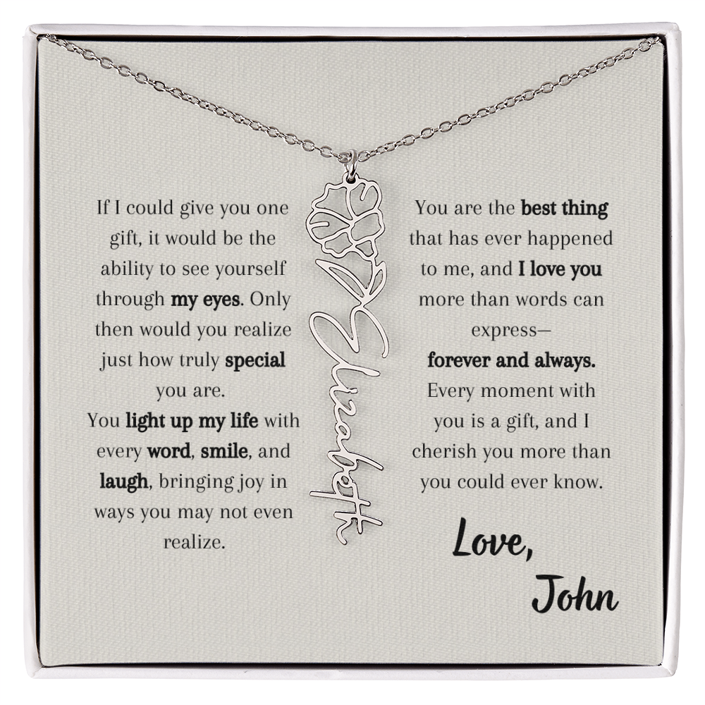 Personalized Birth Flower Name Necklace - Custom Floral Name Jewelry - Birthday Gift for Her, Birth Month Flower Pendant